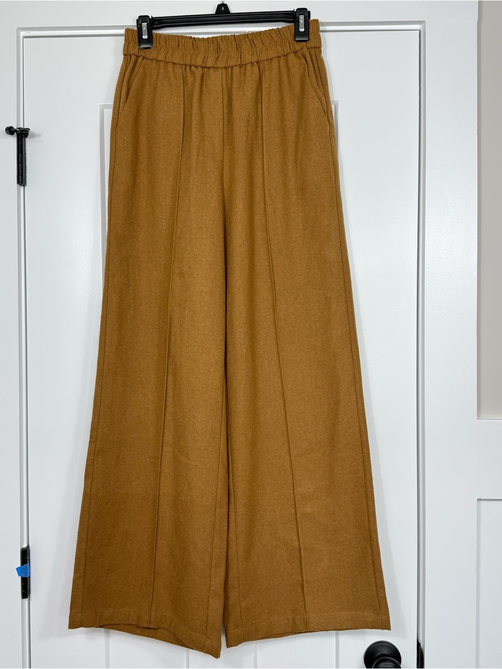 NWT FRNCH Paris Rani Pants Wide Leg Pull On Wool Blend Ocre Womens Medium